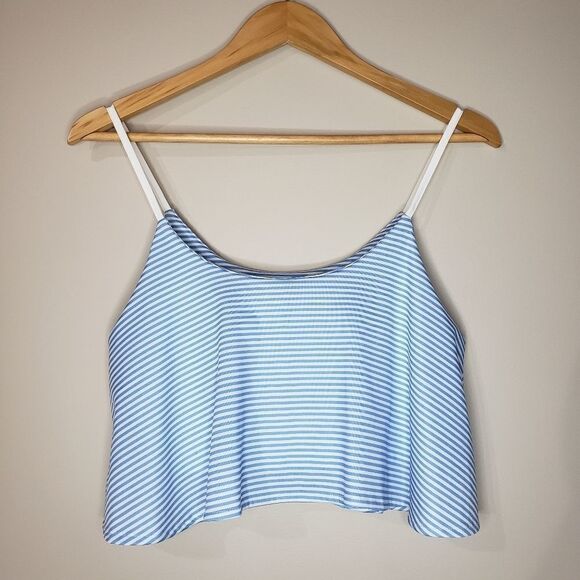 Zara Cute Small Stripped Blue White Cropped Top - Picture 6 of 6